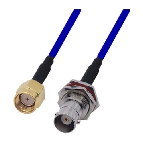 Blue Soft RG142 Double Shielded RP-SMA Male to BNC Female Bulkhead Connector RF Coaxial WIFI Antenna Coax Low Loss Cable 50ohm