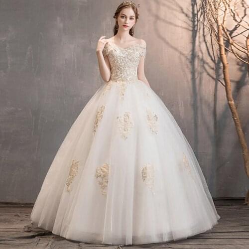 Gorgeous Appliques Lace Floor Length Wedding Dress 2021 Luxury Beaded Boat Neck Sexy Bridal Gown Vestido de Noiva