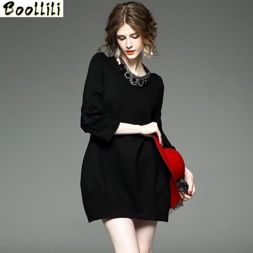 Vintage Elegant Spring Mini Dress Women Clothes Fashion Ladies Dresses European Style Black Women Dress Plus Size Vestidos