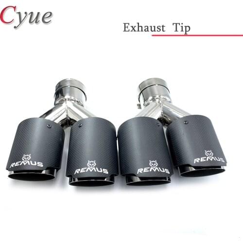 1Pair Carbon Fiber Matte Muffler Tip Y Shape Double Exit Exhaust Pipe Mufflers Nozzle Decoration Universal Stainless Steel