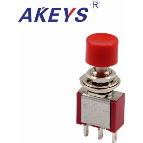 10 PCS PS-102/PS-202 Small red cap round button switch inching self-reset button switch 3/6Pin DS-612-T004