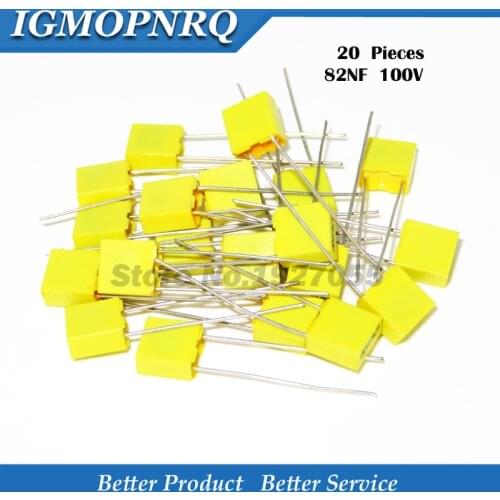 20PCS Correction capacitor 82NF 823J 100V 5mm Polypropylene Safety Plastic Film Capacitor New