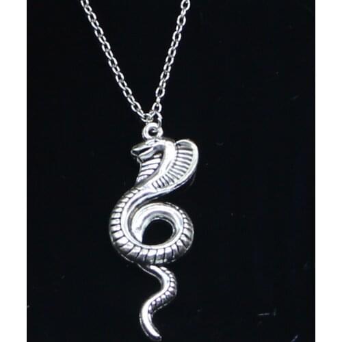 20pcs New Fashion Necklace 49x19mm king cobra snake Pendants Short Long Women Men Colar Gift Jewelry Choker