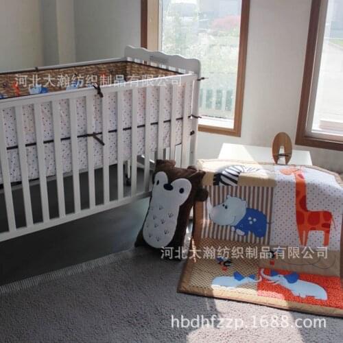3PCS Embroidery baby bedding set cotton curtain kit berço crib bumper baby cot sets (bumper+duvet+bed cover)