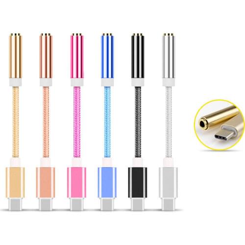 Type C to 3.5 Earphone Adapter USB 3.1 Type-C USB-C male to 3.5mm AUX Audio female Cable Converter for Xiaomi 6 Mi6 Letv 2
