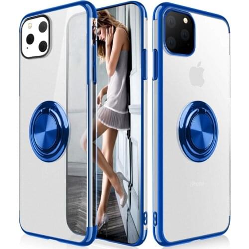 Plating Case For iPhone 11 Pro XS Max XR X 6 6S 7 8 Plus Cover Rotatable Ring Kickstand Magnetic Car Mount Soft SiliconTPU Case