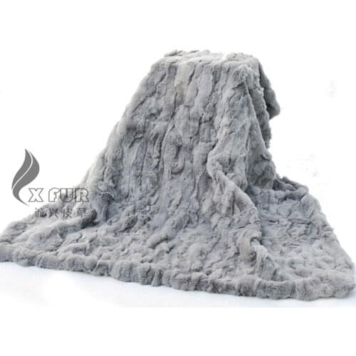 CX-D-66 120X170cm Grey Colour Genuine Rabbit Fur Carpet/Fur Rug