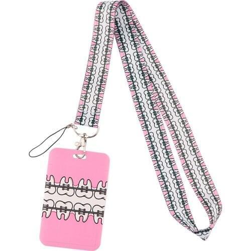 E3525 Cartoon Teeth Neck Strap Lanyard for key Card Gym Mobile Phone USB badge holder DIY Hang Rope With Card Holder