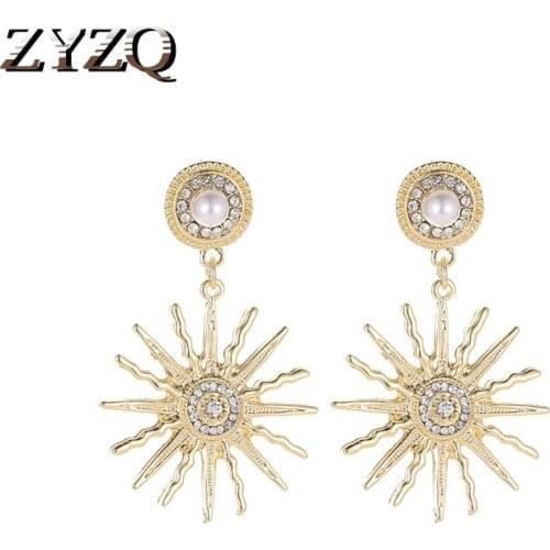 ZYZQ Classic Fashion Elegant Women Earrings Exquisite Birthday Gift Accessories Earrings Superb Sunflower Design Wholesale Jewel
