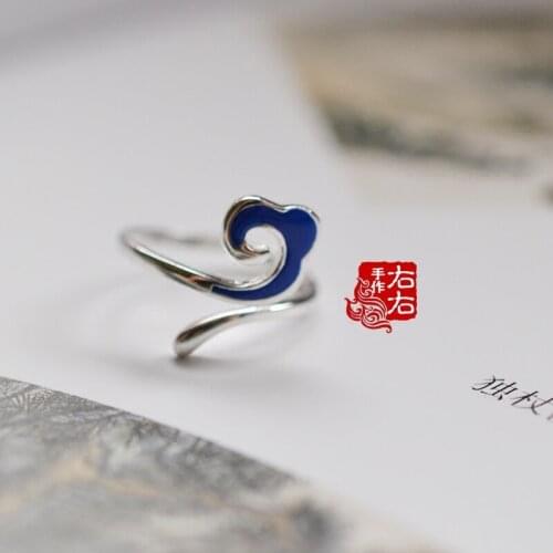 Anime Grandmaster of Demonic Cultivation Lan wangji Adjustable S925 Silver Rings Retro Cloud Cosplay Ring Fashion Jewelry Gift