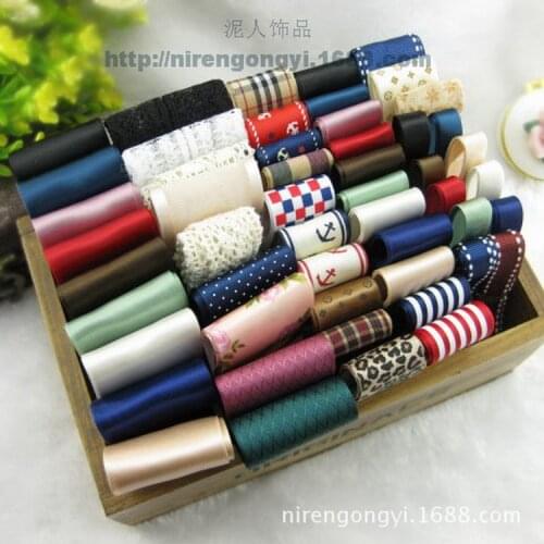 [Beginners Kit] DIY Handmade Bowknot accessories 48mm/40mm/38mm/25mm/22mm/10mm Ribbon Set lace Fabric Stain Ribbon for 52pcs/Set