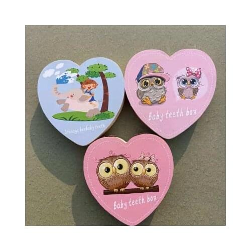 Tooth Box Storage English Spanish Text Baby Boy Girl Wood Case Save Milk Teeth Collection Organizer Holder