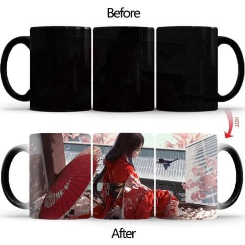 Beauty in red Color Changing mug Ceramic Coffee Cup Magic Couple Mug Funny Gift for Her Him Mugs Milk Cups Friend BSKT-038