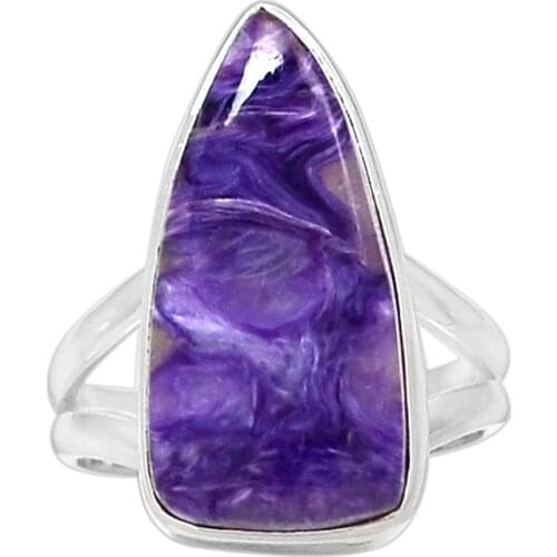 Lovegem Genuine Charoite Ring 925 Sterling Silver,Size: 6.75 , AR3154-2