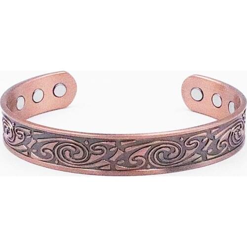 Vintage Viking Magnetic Energy Red Copper Magnet Opening Bracelet for Men Jewelry