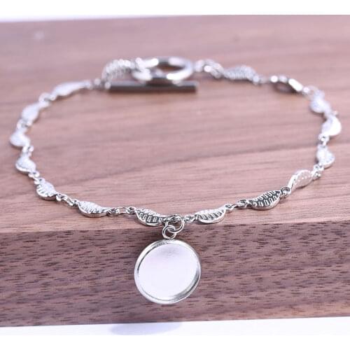 Reidgaller 3pcs Fit 12mm 18mm cabochon bracelet base diy stainless steel blank bezel settings for braceelts making supplies