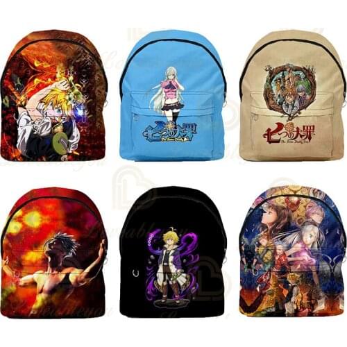 Nanatsu No Taizai 3d Print Backpacks Men Women School Bags Multi Pocket Travel Bags Teenage 3D Notebook Backpack Shoulder Bag