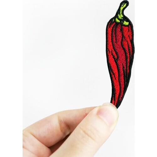 Red Pepper Patches Embroidery Iron on for Clothing Cheap Applique High Quality Cartoon Cute Pepper Plant Badges DIY