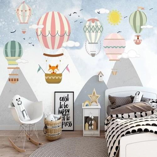 Custom Any Size Mural Wallpaper 3D Hand Painted Childrens Room Hot Air Balloon Abstract Mountain Peak Fresco Papel De Parede 3D