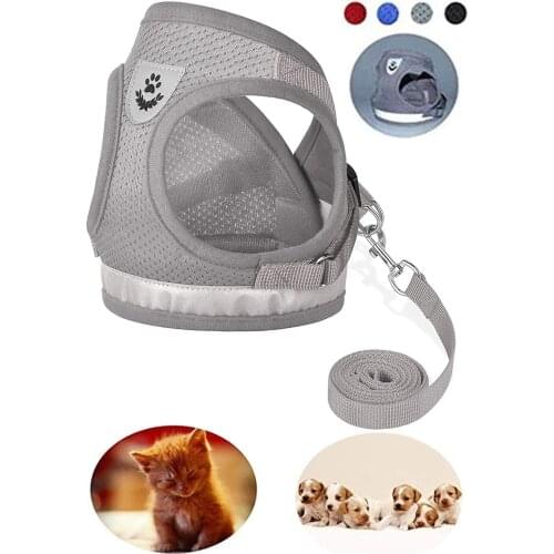 No Pull Small Dog Harness and Leash Set Adjustable Reflective Step-in Chihuahua Vest Harnesses Mesh Padded Plaid Escape Proof