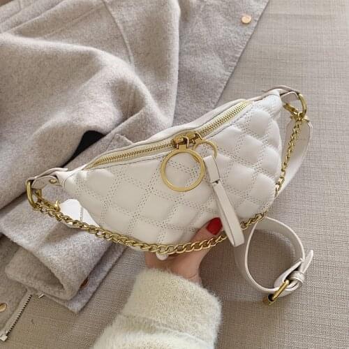 New fashion solid color waist bag for women 2020 high quality PU leather ladies designer handbag chain shoulder messenger bag