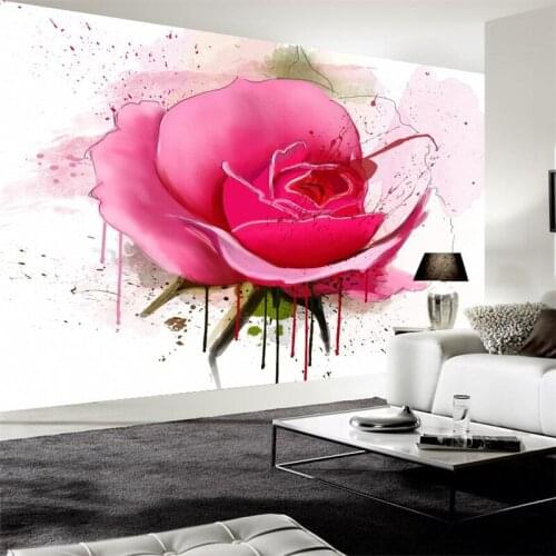 Beibehang Wallpaper custom mural wallpaper modern minimalist hand-painted rose cartoon mural background wall Papel de parede
