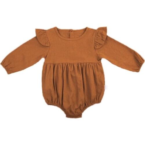 Spring Autumn Infant Baby Girl Butterfly Sleeve Outfits Long Sleeve Romper 2017 Kids Neck Button Jumpsuit Clothing For Newborn