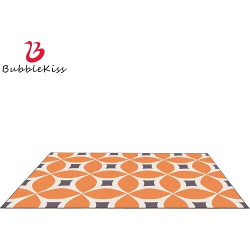 Bubble Kiss European Style Orange Geometric Pattern Carpets Kids Room Home Decor Non-slip Area Rugs Bedroom Customized Floor Mat