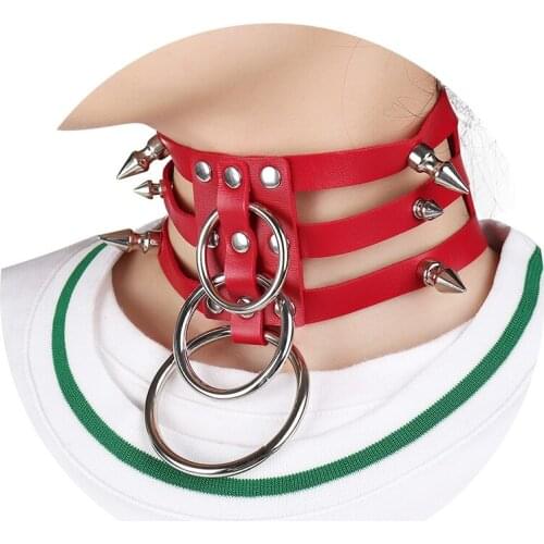 Punk Spike Rivets Choker Necklace Goth Leather Anime Necklaces Women Collar Worn Around The Neck Chokers Bondage Harness Belt