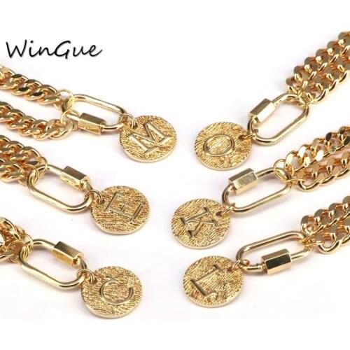 Coin Letter Choker Necklace Women Clasp Accessories Gold Color Link Chain Necklaces Party Fashion Jewelry