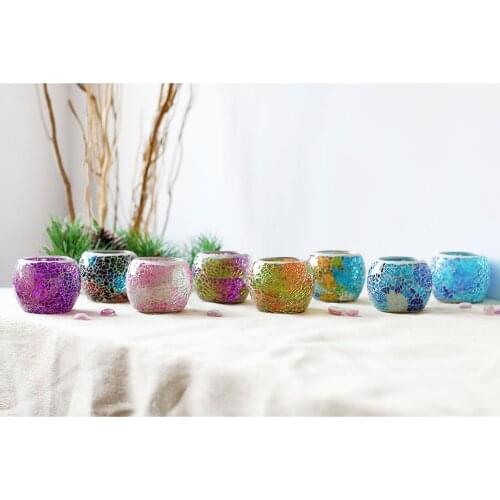 Mosaic Glass Candle Holder Cup Candlestick Votive Tealight Candle Holder Decorative Candle Lamps PICK