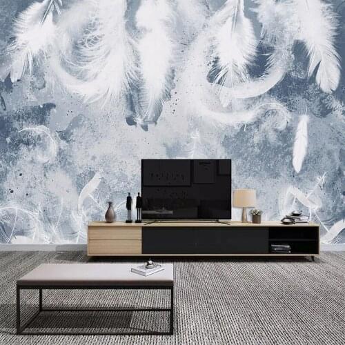 Custom 3D Photo Wallpaper White Feather Wall Murals Modern Bedroom Living Room Sofa TV Background Wall Home Decoration Fresco