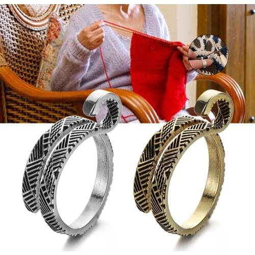 Adjustable Knitting Loop Crochet Ring Type Knitting Tools Household Finger Wear Line Needle Thimble Sewing Accessories Crafts