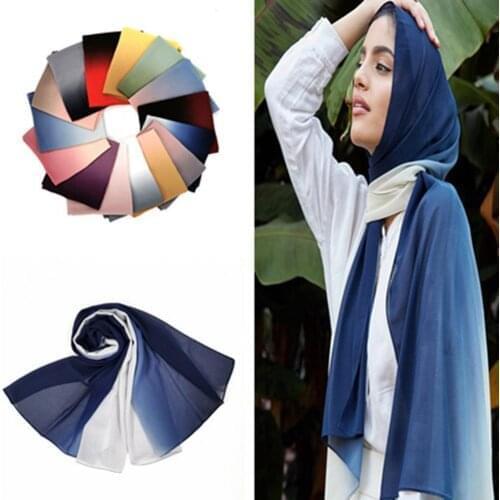 Mulsim Hijab Scarf Gradient Long Shawls Color Multi-function Womens Scarf Foldable Long Scarf Wrap Headscarf Hair Scarves