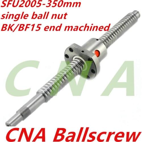 20mm SFU2005 350mm Ball Screw Rolled ballscrew BK/BF15 machined SFU2005 L 350mm with single 2005 flange ballnut for CNC part