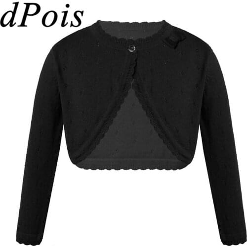 Girls Ballet Dance Wear Long Sleeve Knitted Sweater Cardigan Shrug Kids Hollow Out Rhombus Bolero Childrens Crochet Coats