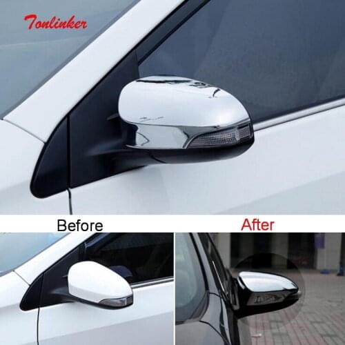 Tonlinker Exterior Rearview mirror Cover stickers For TOYOTA Corolla Altis 2014-18 Car Styling 2 PCS ABS Chrome Cover stickers