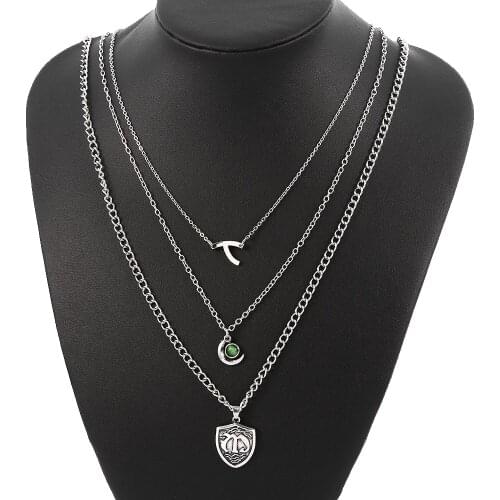 Halloween Jewelry Horror Movie The Seven Deadly Sins 3 layers Necklace Enamel Metal Pendant Necklaces For Men Gifts