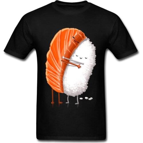 Family Party Happy T Shirts Men Tokyo Sushi Hug Funny Comedy Tshirt Good Quality Interesting Designers Cotton Student T-Shirt