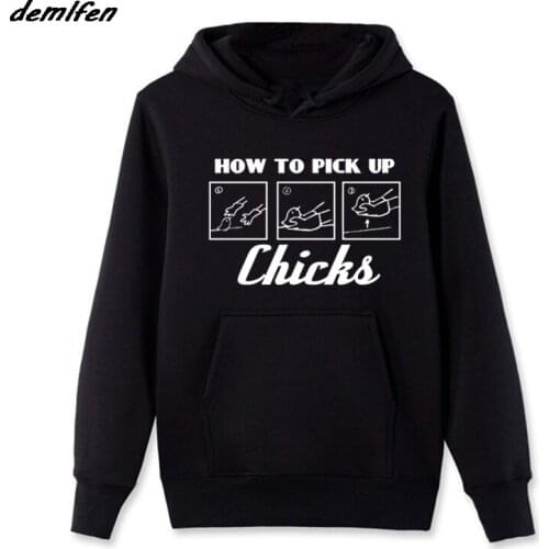 Spring Autumn Fashion Hoodie How To Pick Up Chicks Funny Humour Girls Nerd Mens Fleece Sweatshirt Hip Hop Jacket Coat Harajuku