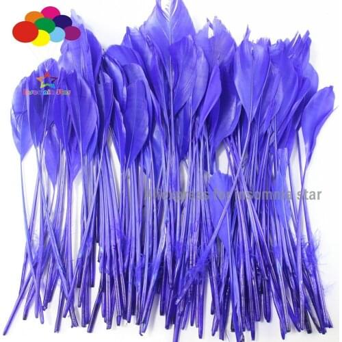 Top Quality Dyed sapphire Goose 15-20CM 100pcs 6-8inch Stripped Crafting Feather