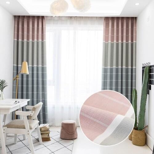 New Linen Powder Gray Lattice Blackout Curtains Is Suitable for The Living Room Bedroom Nordic Blackout Curtains Tulle Custom