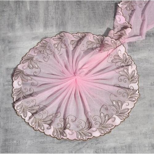 15Yards Red Pink Lace Trim Embroidered Fabric Ribbons DIY Sewing Garment Applique Headdress Material