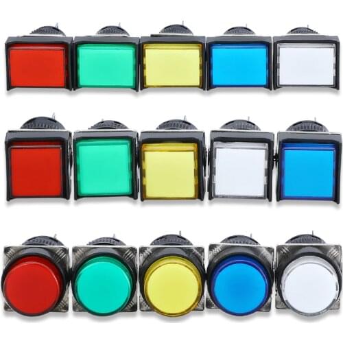 16mm LA16-11D LED Push Button Switch Self-locking/Latching Self-reset/Momentary 5 Pin 5A/250VAC Blue Green Red Yellow White