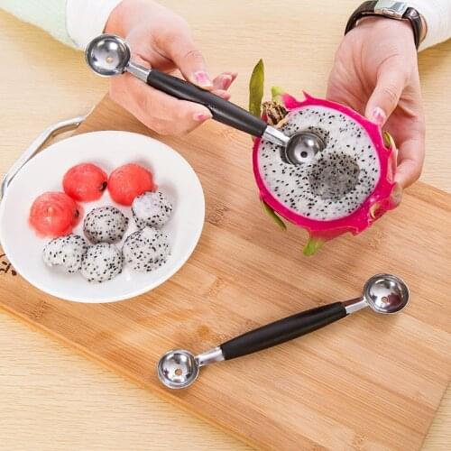 2 In1 Dual-Head Stainless Steel Carving Knife Fruit Watermelon Ice Cream Baller Scoop Stacks Spoon Home Kitchen Accessories