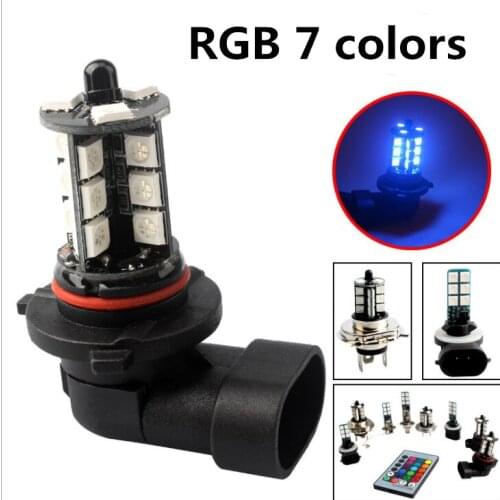 2pcs RGB H11 H8 LED Car Lights LED Bulbs 9005 HB3 9006 HB4 White Daytime Running Lights DRL Fog Light 6000K 12V Driving Lamp