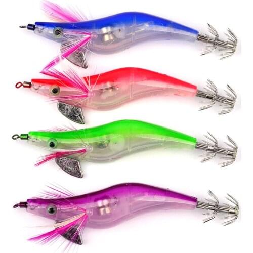 2021 NEW LED Electronic Luminous Squid Jig Shrimp Bait Night Fishing Lure Random Color Delivery