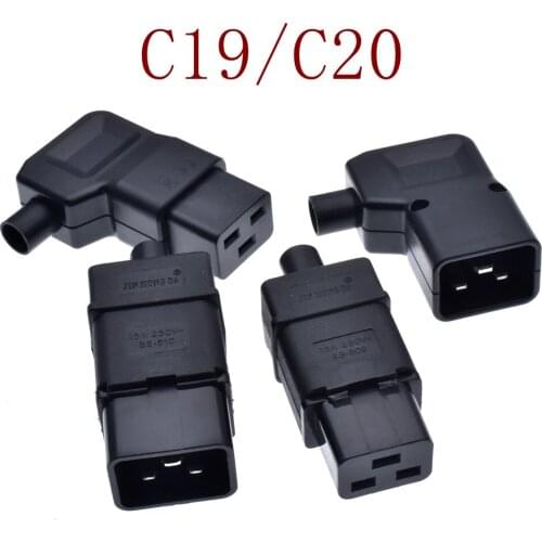 250V 16A IEC320 C19 C20 PDU UPS wired power outlet assemble install connector Elbow 90 electric Panel Receptacle AC socket Plug