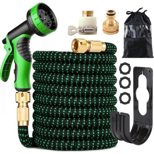 Expandable Garden Hose with High Pressure Hose Spray Nozzle All Brass Connectors Leak Proof Telescopic Hose Car Wash