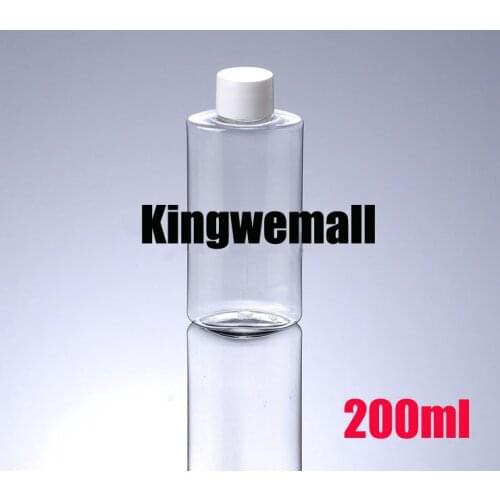 300pcs/lot 200ml PET Plastic Water Lotion Container Transparent Bottle with White Lids For Cosmetic Packaging BTK41